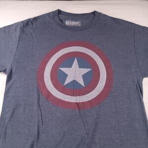 Marvel Captain America Graphic Short Sleeve Casual T Shirt Mens Size S Blue